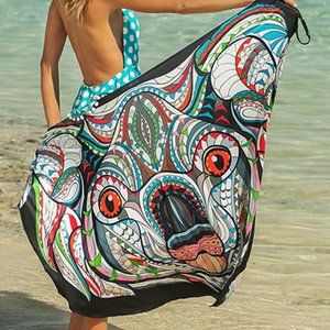 Women's Black & Red Koala Swimsuit Convertible Cover-Up NEW